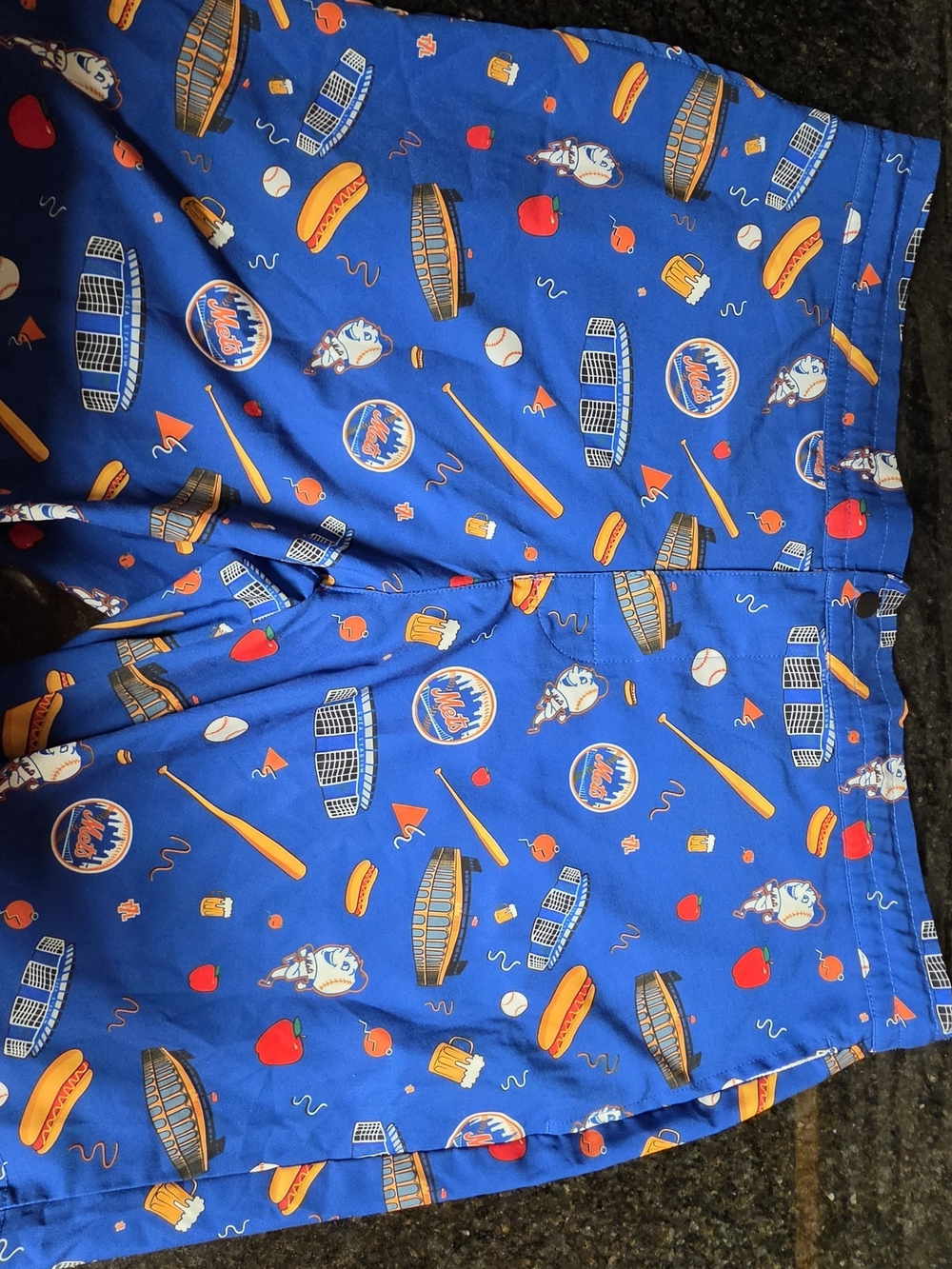 New York Metz Blue Baseball Print Shorts